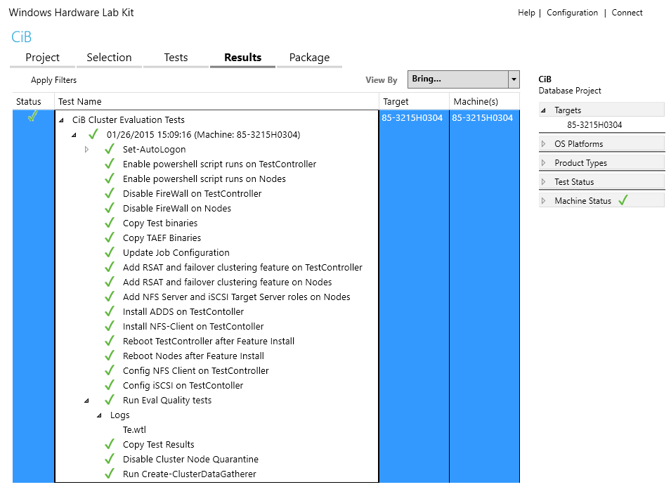 Screenshot der Ergebnis-Seite im HLK-Manager