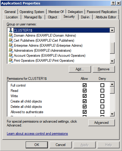 Registerkarte „Sicherheit“