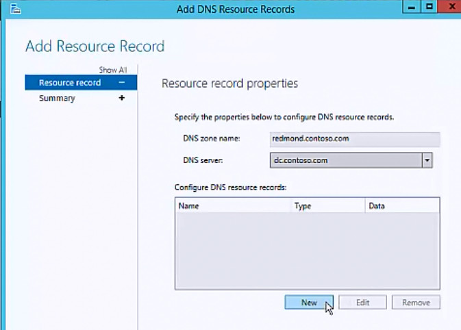 Konfigurieren von DNS-Ressourceneinträgen