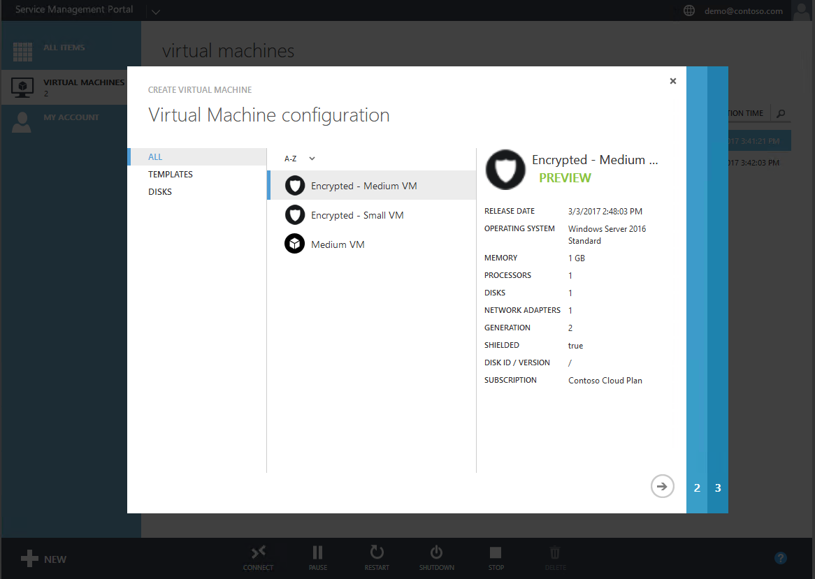 Neue abgeschirmte VM in Windows Azure Pack