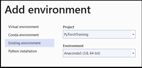 Konfigurieren einer neuen Python-Umgebung