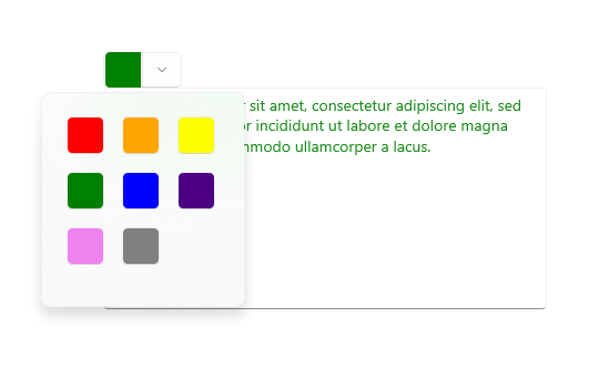 Unterteilte Schaltfläche zur Auswahl der Vordergrundfarbe