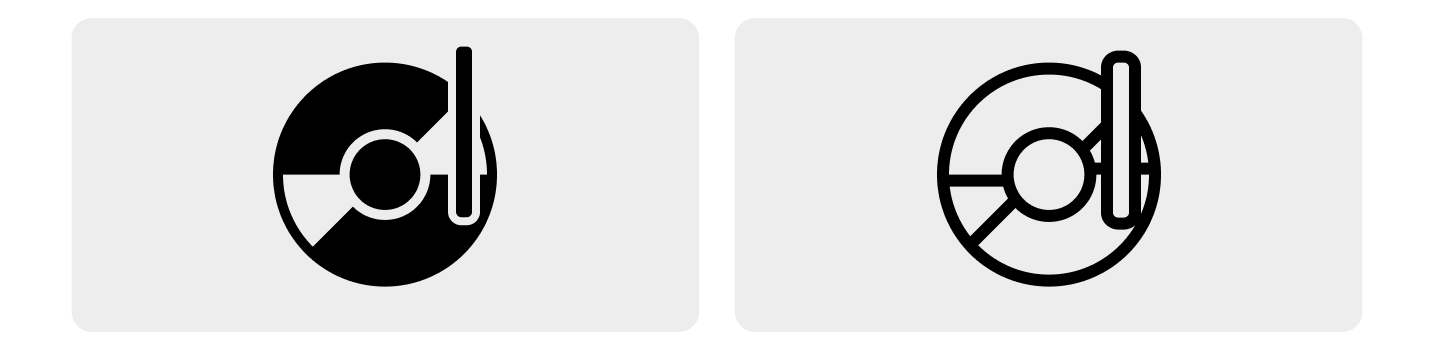 Ein Diagramm mit zwei Versionen eines Symbols in Farbdesigns mit hohem Kontrast.