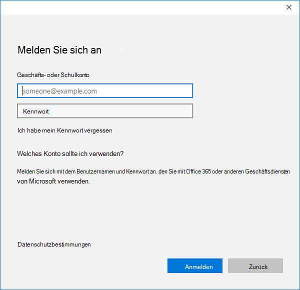 Microsoft Entra Anmeldung mithilfe der Einstellungs-App.