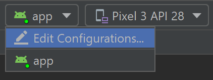 Android Studio – Menü „Laufzeitkonfiguration“