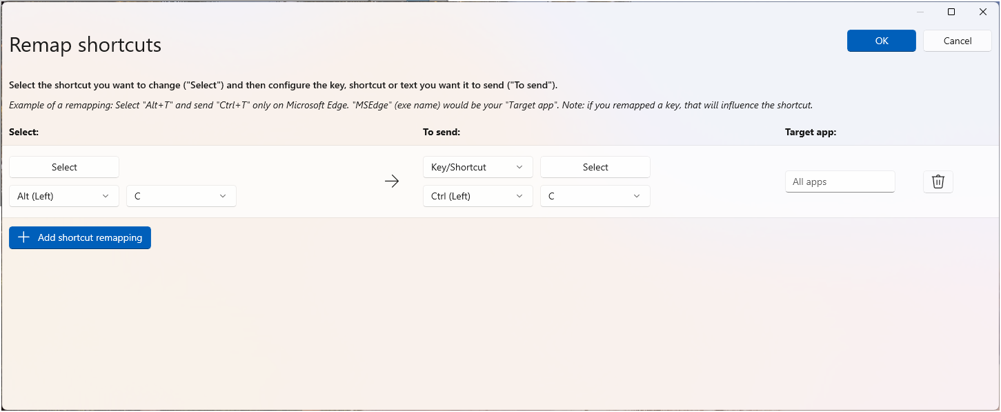 Keyboard Remap Shortcut Screenshot
