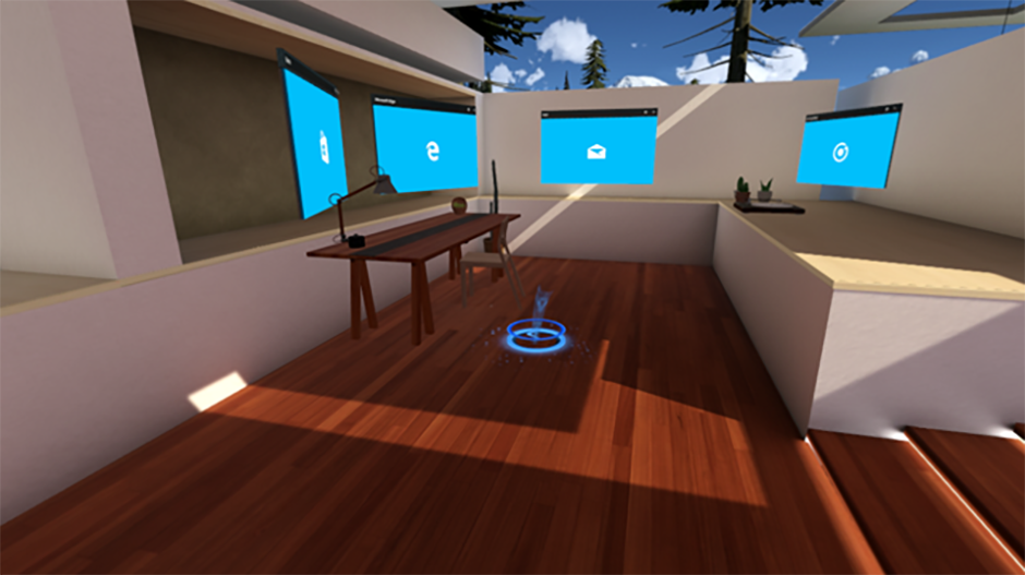 Mehrere 2D-Ansichten, die in der Windows Mixed Reality-Startseite angeordnet sind