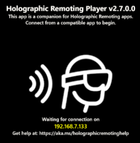 Screenshot des Holographic Remoting Players, der in holoLens ausgeführt wird