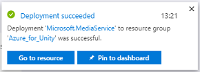 Screenshot der Benachrichtigung für eine erfolgreiche Bereitstellung.