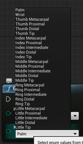 Abbildung der Hand keypoint Bluprint-Optionen