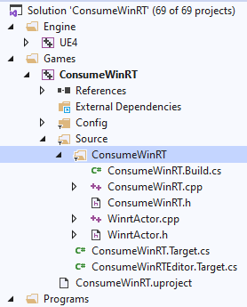 Öffnen der Datei ConsumeWinRT.build.cs