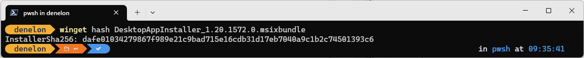 winget-Befehl „hash“