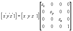 Formel einer Skalierungsmatrix für einen neuen Punkt