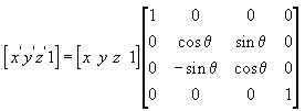 Formel einer x-Drehungsmatrix für einen neuen Punkt