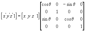 Formel einer y-Drehungsmatrix für einen neuen Punkt