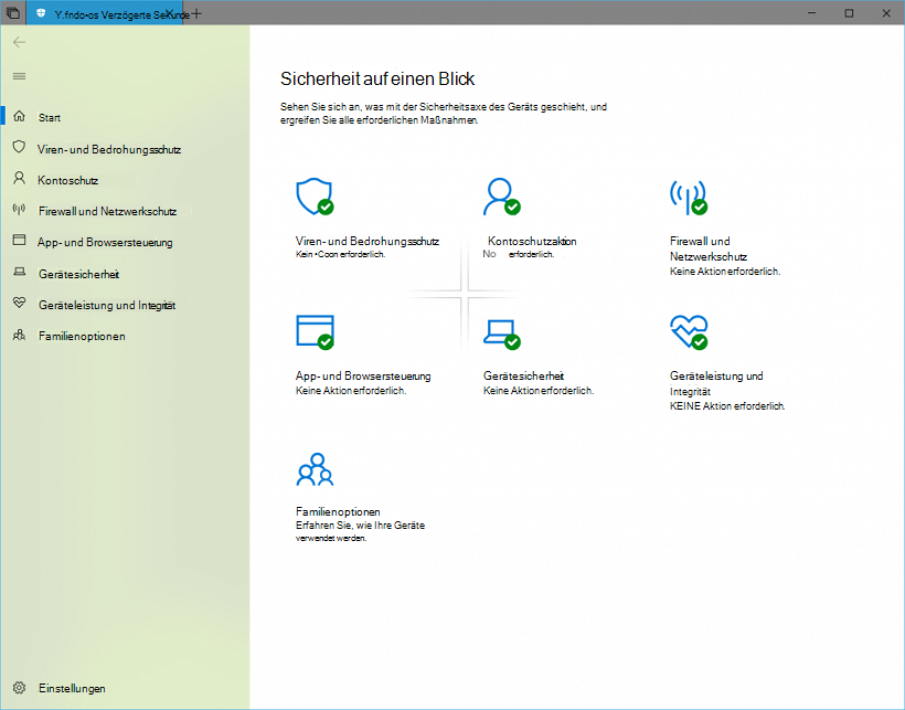 Screenshot des Windows Security Center.