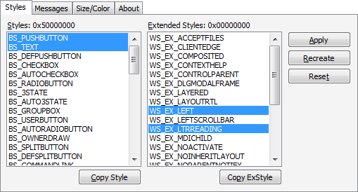 Steuerelement Spy-Stil-Registerkarte