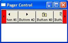Screenshot eines schmalen Fensters mit einer Beispielsymbolleiste in einem Pager-Steuerelement