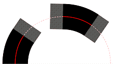 Ein Diagramm, das die XPS_DASH_CAP_SQUARE Strichkappe in einem gestrichelten Strich veranschaulicht