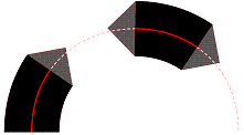 Diagramm, das die XPS_DASH_CAP_TRIANGLE Strichkappe in einem gestrichelten Strich veranschaulicht