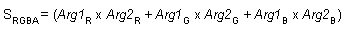 Gleichung der Punktprodukt-3-Operation (s(rgba) = arg1(r) x arg2(r) + arg1(g) x arg2(g) + arg1(b) x arg2(b)) )