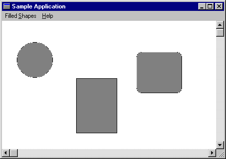 Screenshot mit einem Kreis und zwei Rektagles – eine mit eckigen Ecken und eine mit abgerundeten Ecken