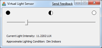 Benutzeroberfläche des virtuellen Lichtsensors