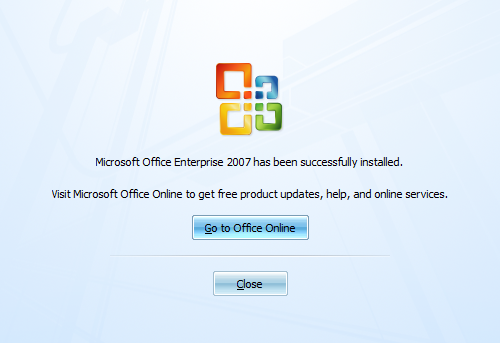 Screenshot der letzten Seite des Office Suite-Setups 