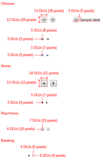 Screenshot der empfohlenen Dimensionierung und des Abstands 