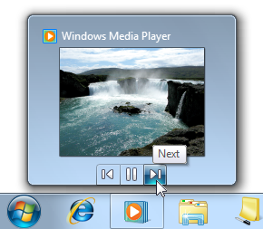 Screenshot der Media Player-Miniaturansicht mit Befehl 