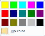 Screenshot des DropDownColorPicker-Elements mit festgelegtem ColorTemplate-Attribut auf 