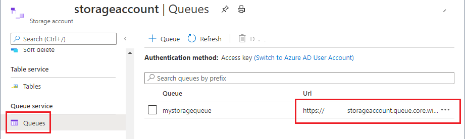 Azure storage queue page