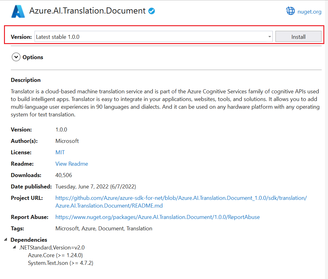 Screenshot of install `prerelease` NuGet package in Visual Studio.