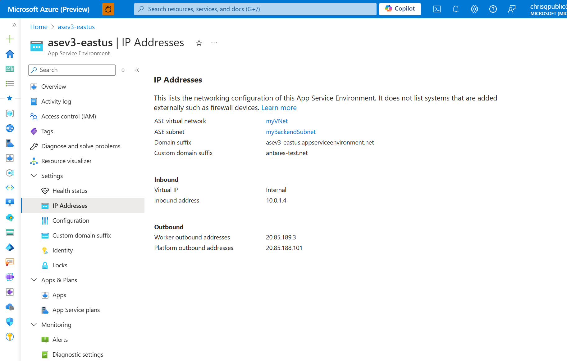 Screenshot that shows how to find the inbound address.