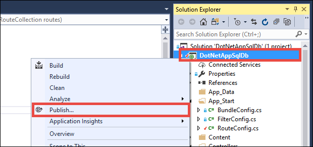 Publish from Solution Explorer