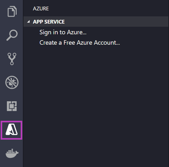 Screenshot of signing into Azure in Visual Studio Code.