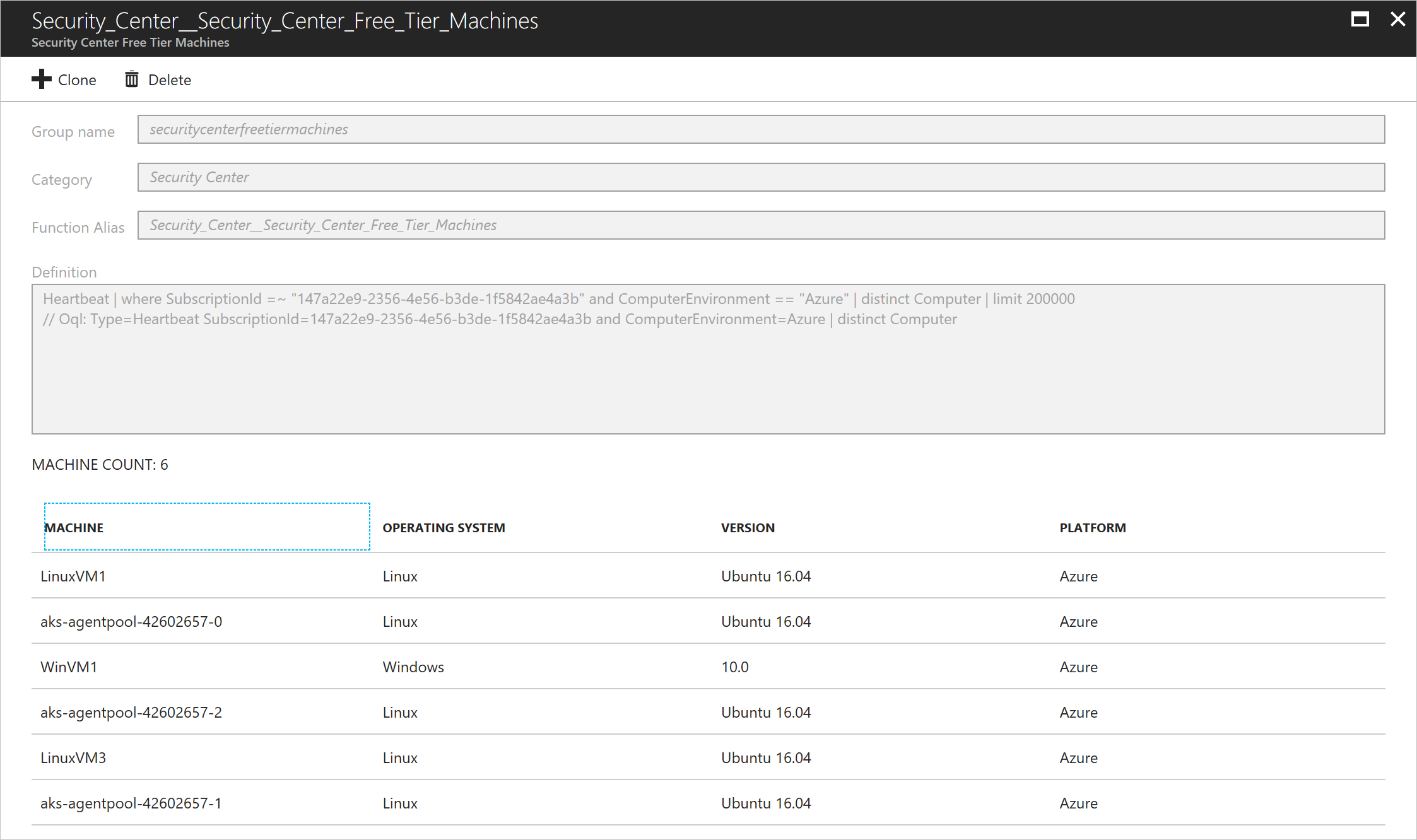 View machine group page