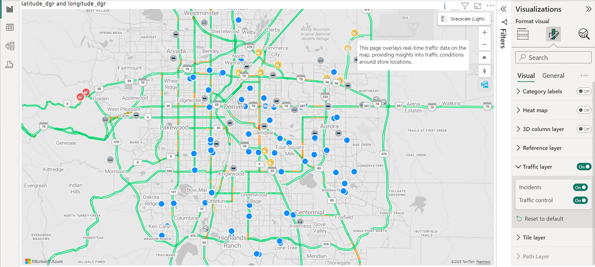 A map displaying real-time traffic data.