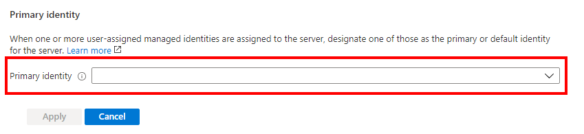 Screenshot of selecting primary identity and federated client identity for server.