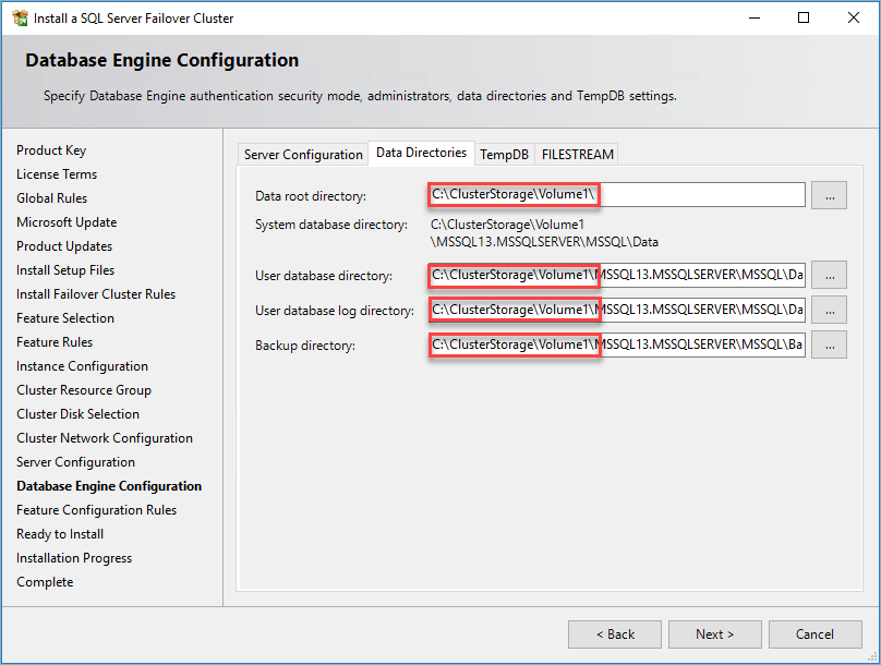 Screenshot of the Data directories.