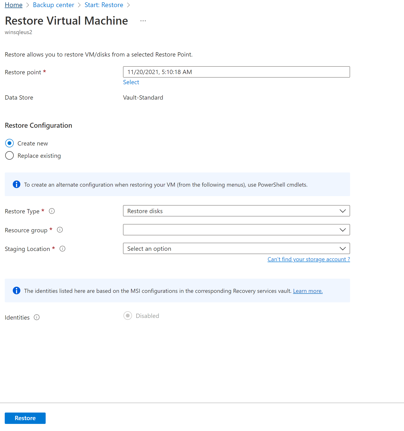 Screenshot showing to select Resource disks.