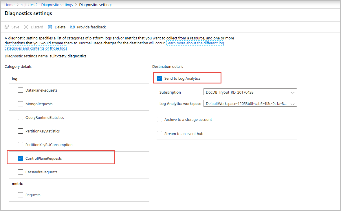 Enable control plane requests logging