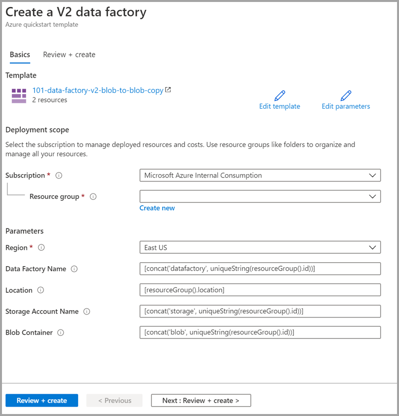 Deploy ADF ARM template