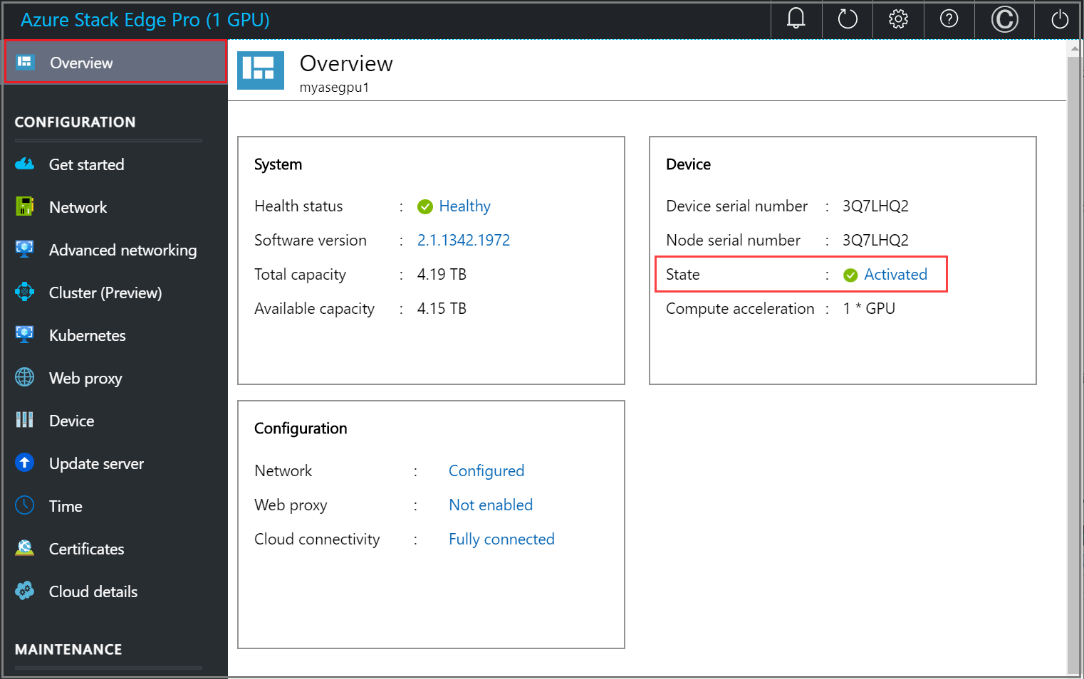 Local web UI "Cloud details" page 4