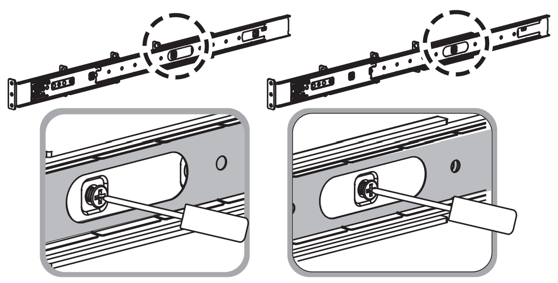 Loosen screws by the oval holes.