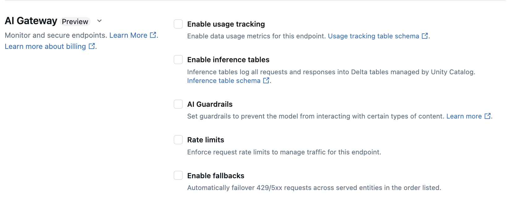 Configure AI Gateway features