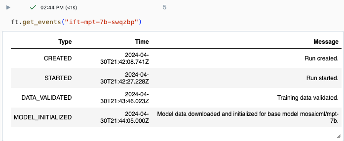 Use API to get run status