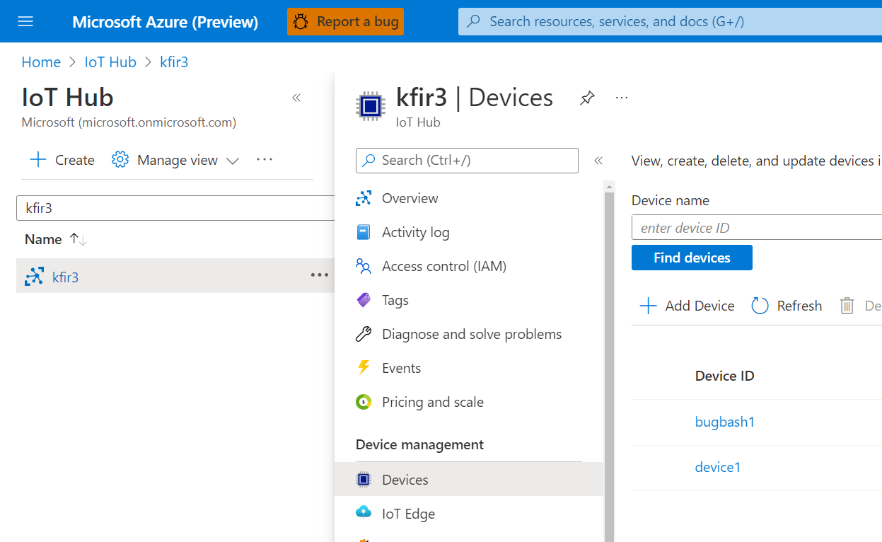 Select IoT devices from the left-hand menu.