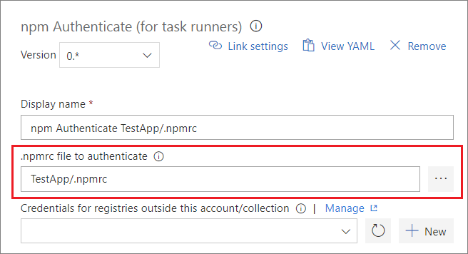 Screenshot showing how to add your *.npmrc* file.