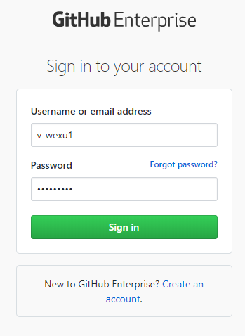 Screenshot of sign in for GitHub Enterprise Server.